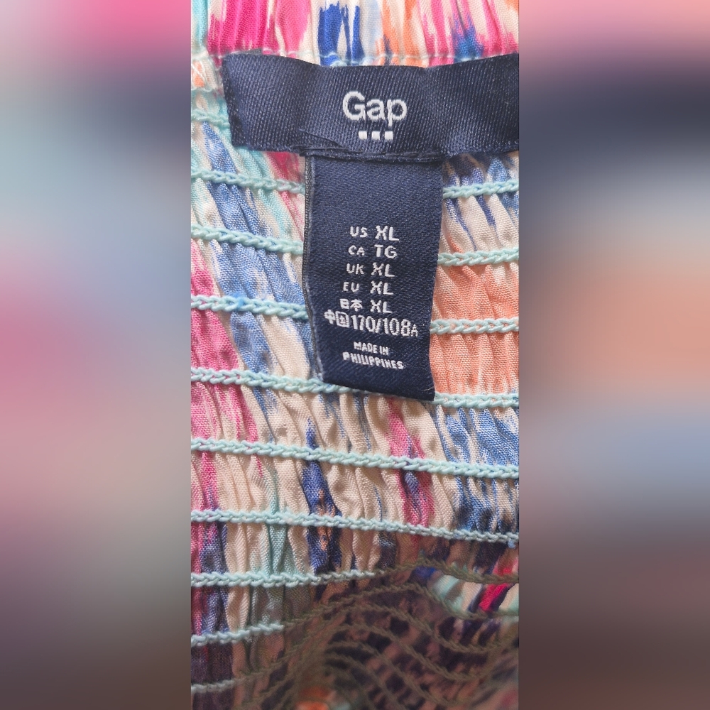 GAP Strapless Maxi Dress in Blue and Pink. - Picture 4 of 12